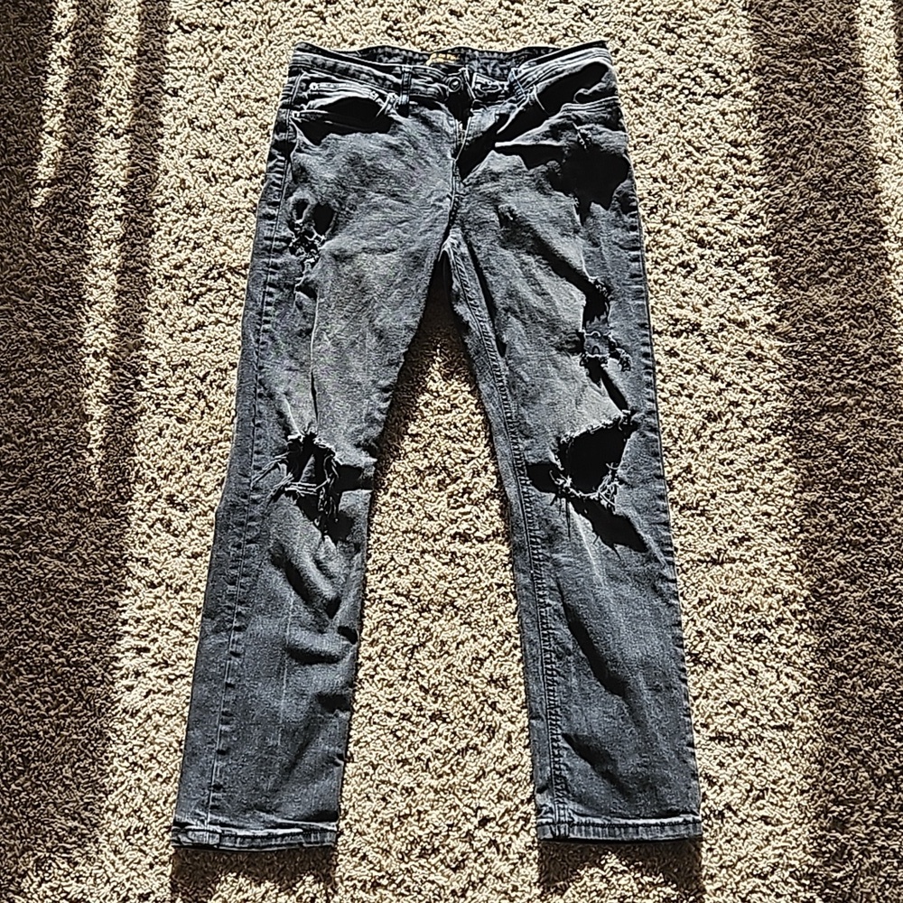 Ring of Fire black distressed jeans, size 34x30